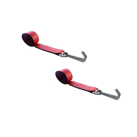 Tie 4 Safe 2" x 10' Lasso Strap w/ Mini J Hook for Towing Wrecker Trailer Tie Down, 2PK TWS65-5210-J-R-2